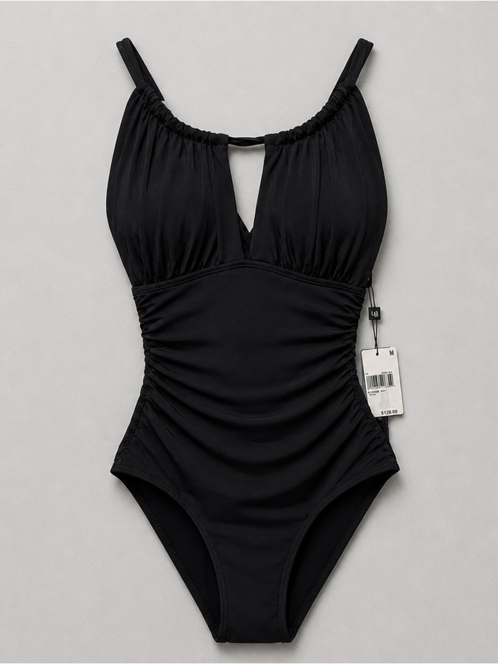 La Blanca NWT Black Tummy Control One Piece Swimsuit Ruched Halter UPF 50+‎ 8